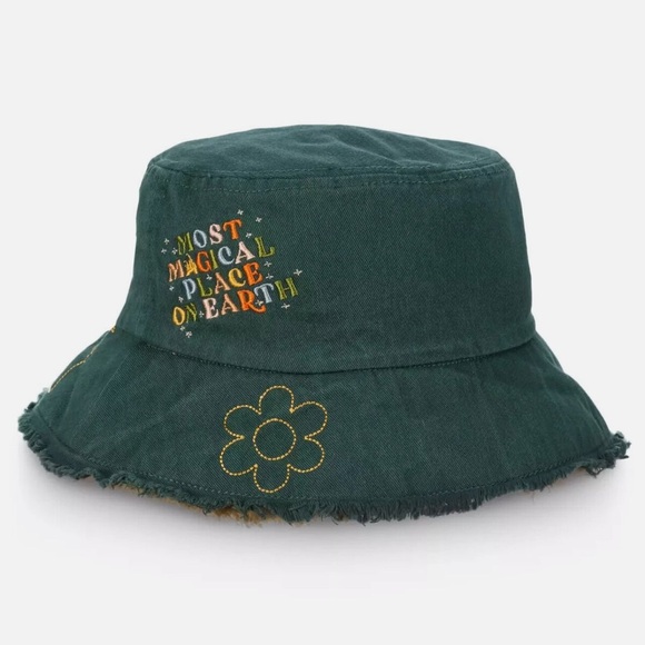 Disney Accessories - Disney Parks WDW Green & Yellow Raw Edge Reversible Bucket Hat Adult